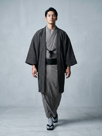 (SUI MEN) Soft wool yarn-dyed tweed kimono "Fully custom-made with single tailoring"