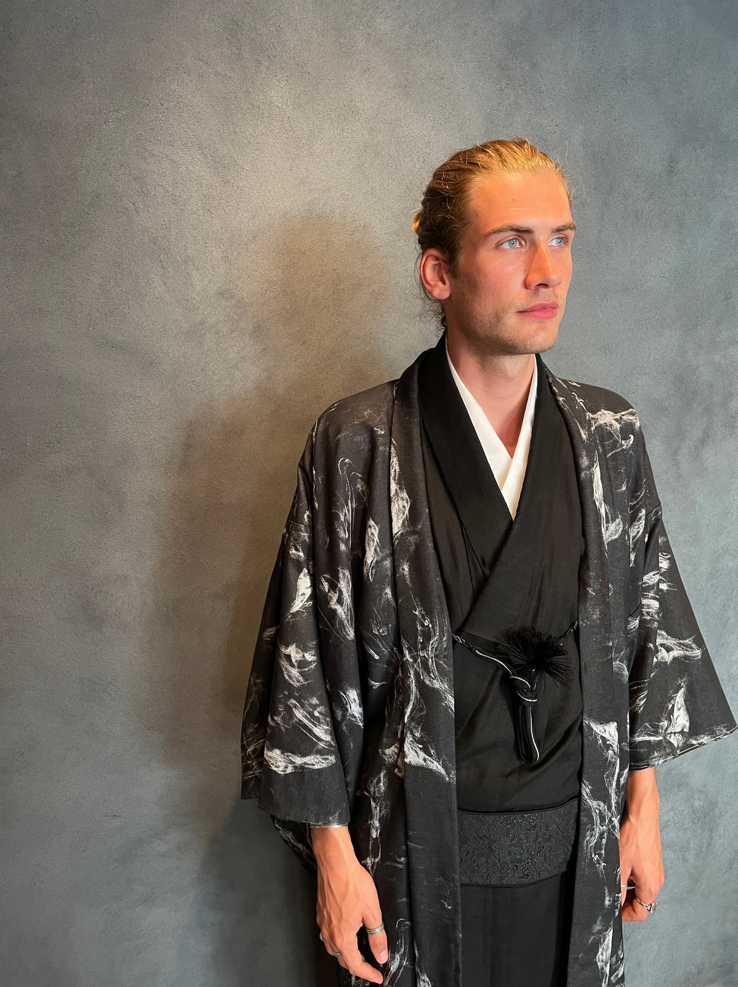 (SUI MEN) Cotton jacquard haori "Kasumi" single-layer tailoring available 