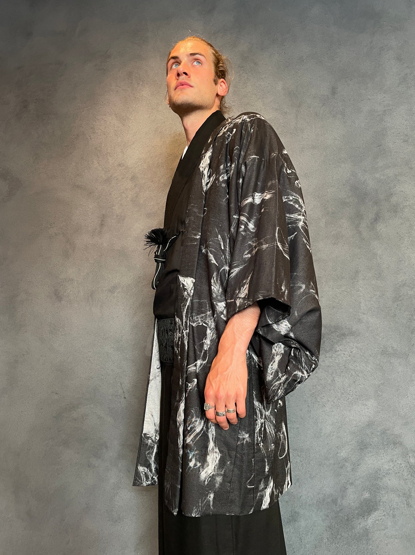 (SUI MEN) Cotton jacquard haori "Kasumi" single-layer tailoring available 