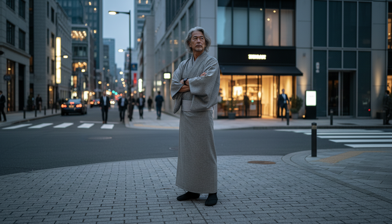 (SUI MEN)ラッセルバーズアイニットキモノ「フルオーダー単仕立て付き」