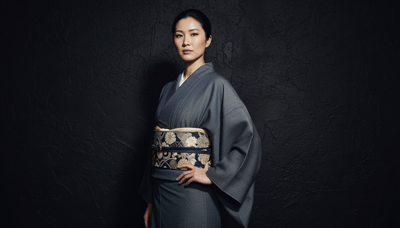 (KUON )ライトツイルストレッチデニムキモノ「フルオーダー単仕立て付き」