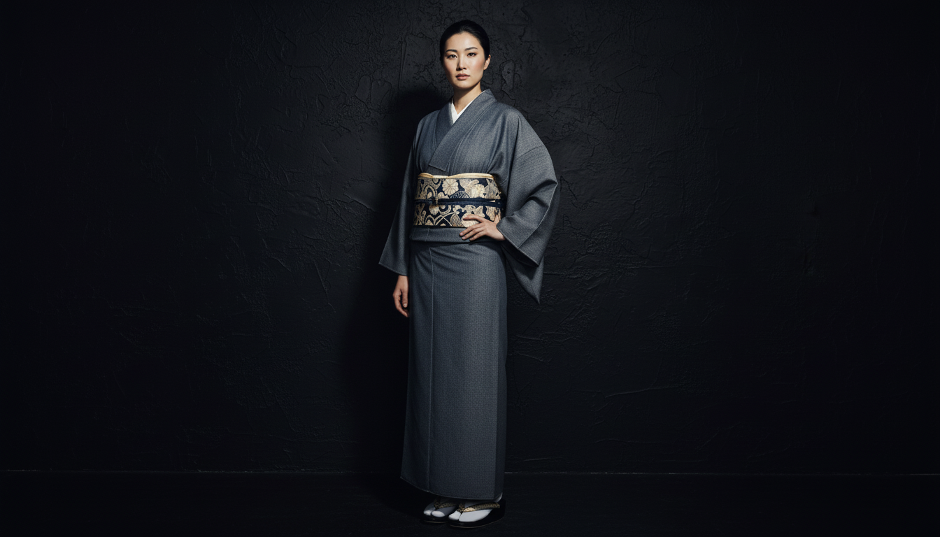 (KUON )ライトツイルストレッチデニムキモノ「フルオーダー単仕立て付き」