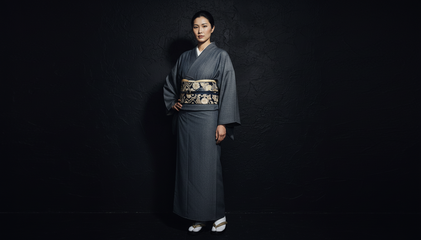 (KUON )ライトツイルストレッチデニムキモノ「フルオーダー単仕立て付き」