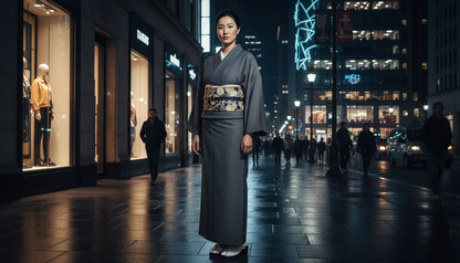 (KUON )ライトツイルストレッチデニムキモノ「フルオーダー単仕立て付き」