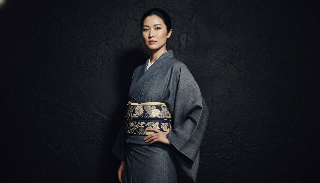 (KUON )ライトツイルストレッチデニムキモノ「フルオーダー単仕立て付き」