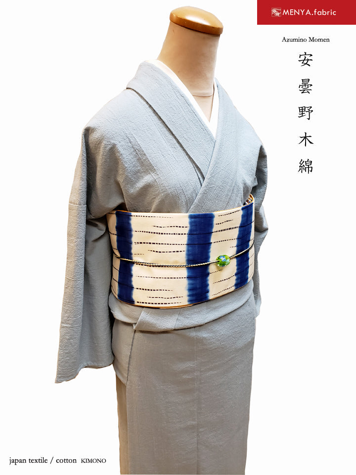 (KUON) Azumino Cotton Kimono "Single-ply" (Ladies' Ready-to-Wear) M Size 