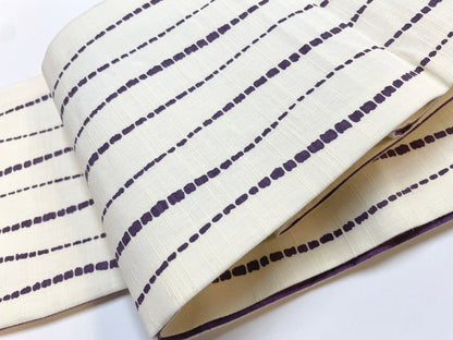 Thin cotton obi "Yoroke stripes (purple)" 