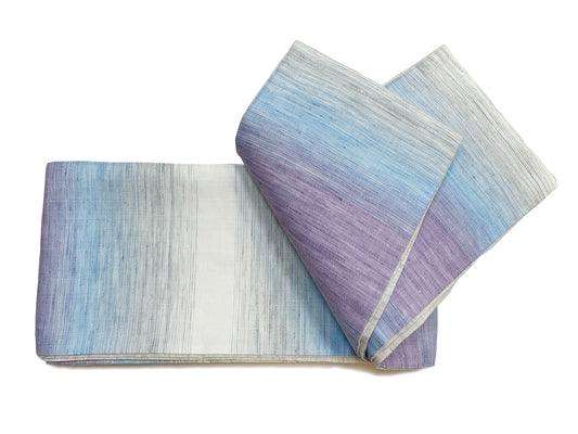 Thin linen obi "Blurred weave (purple/sky blue)" 