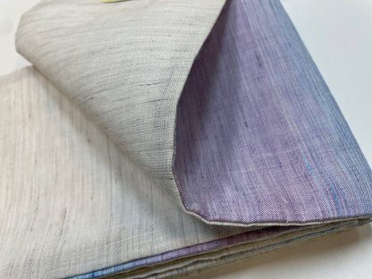 Thin linen obi "Blurred weave (purple/sky blue)" 