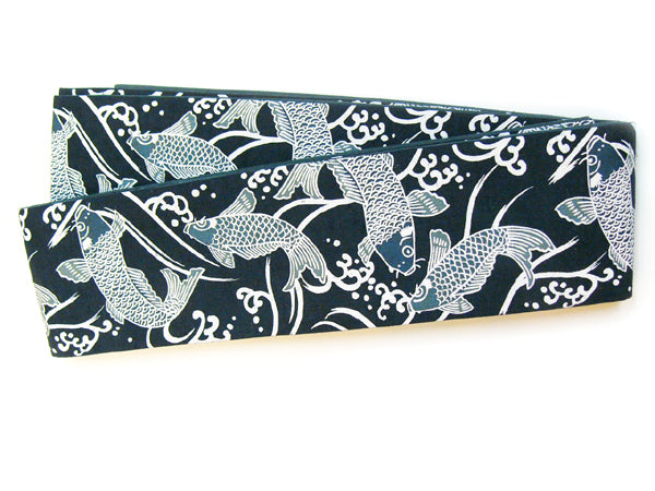 Cotton square belt "Carp climbing a waterfall" 