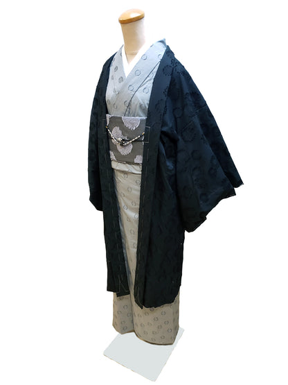 (KUON) Cotton jacquard haori "Chrysanthemum" ladies' ready-to-wear (M) size 