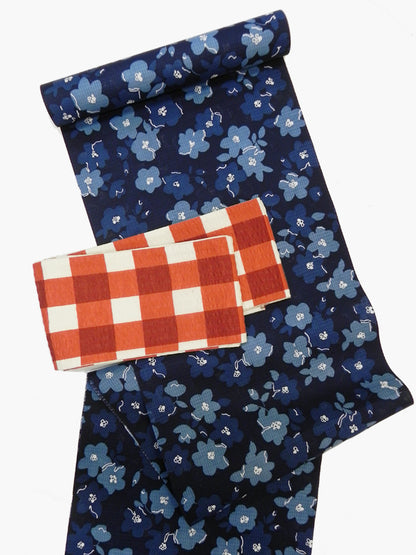 VIVI Women's Indigo Dyed Yukata "Bouquet"