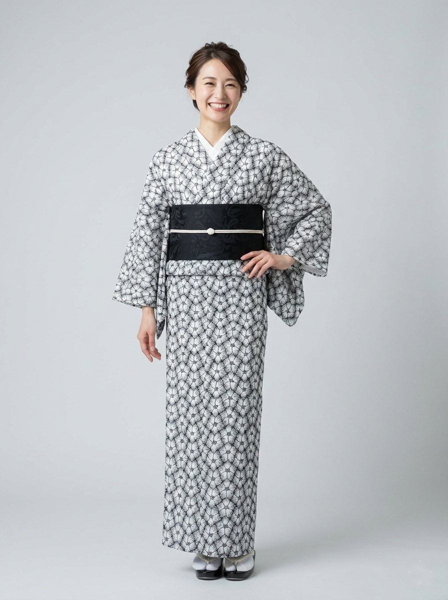 (KUON) Cotton lace kimono "Marriage" with single tailoring 