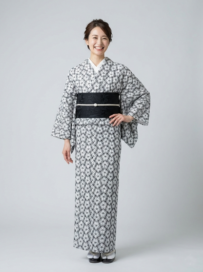 (KUON) Cotton lace kimono "Marriage" with single tailoring 