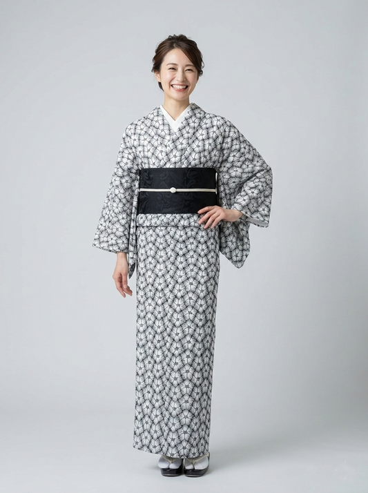 (KUON) Cotton lace kimono "Marriage" with single tailoring 