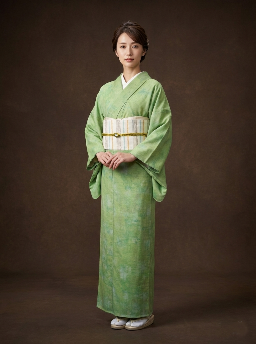 (KUON WOMEN) Cotton Kimono "Painting" 