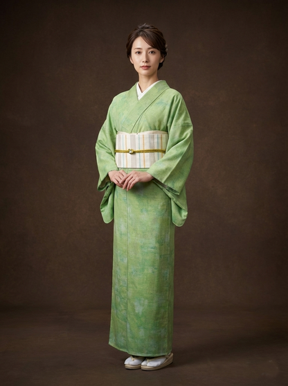 (KUON WOMEN) Cotton Kimono "Painting" 