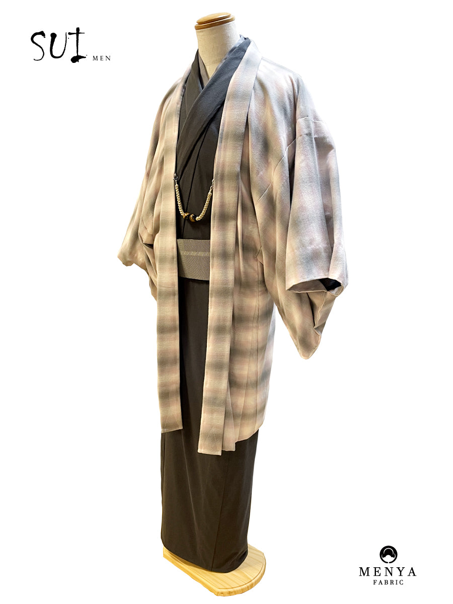 (SUI MEN) Organic cotton haori "Yarn-dyed check brushed" single-ply 