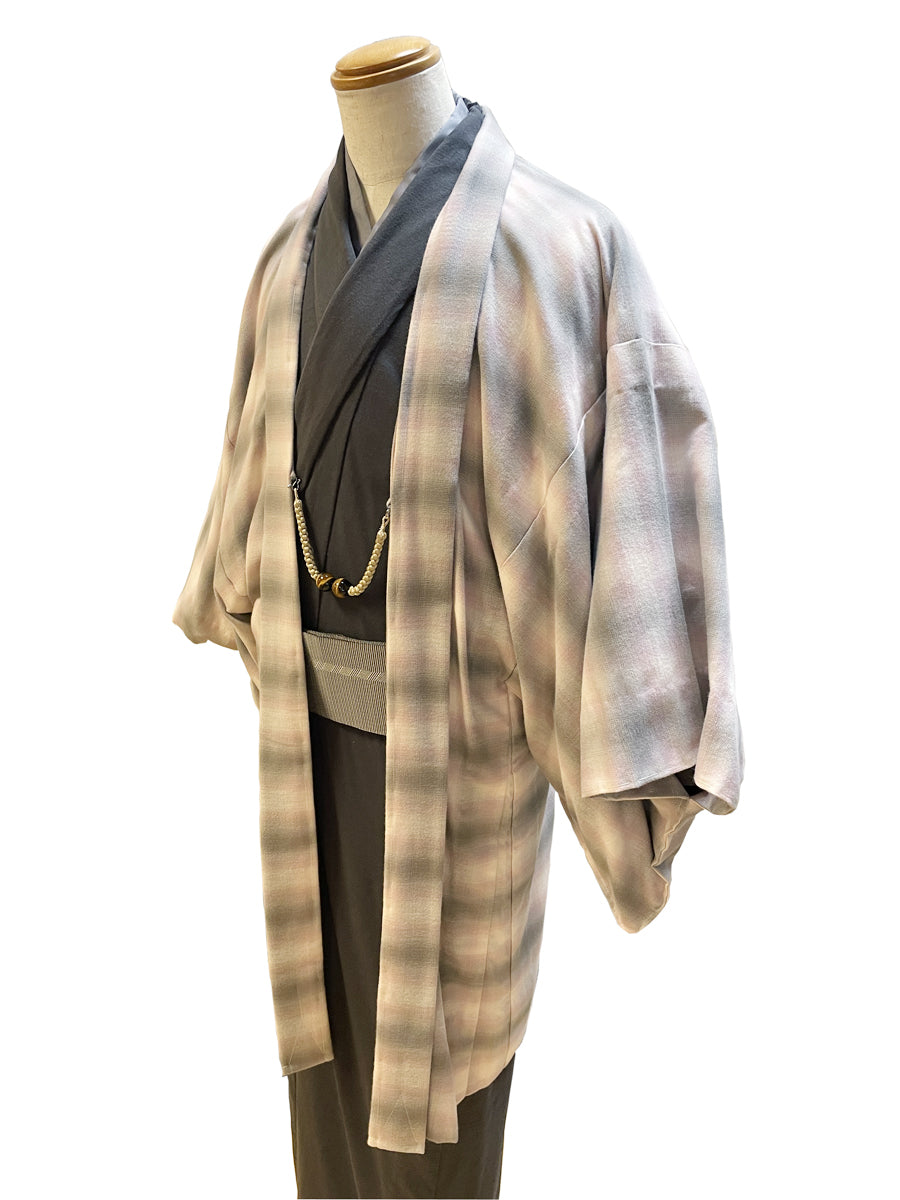 (SUI MEN) Organic cotton haori "Yarn-dyed check brushed" single-ply 