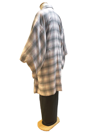 (SUI MEN) Organic cotton haori "Yarn-dyed check brushed" single-ply 