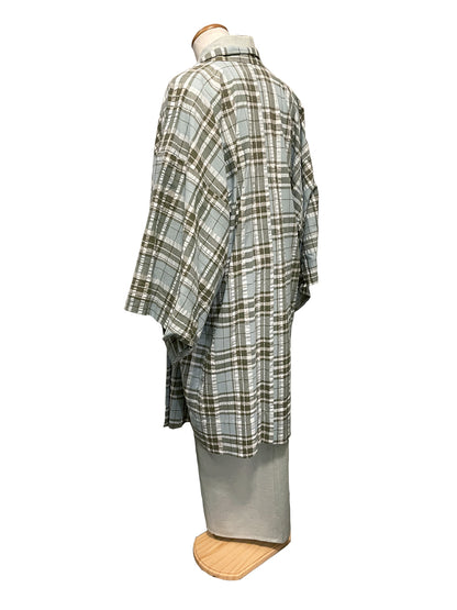 (SUIMEN) Spring/Summer Cotton Thin Haori "Tertan Check" Men's Ready-to-Wear (L) Size 