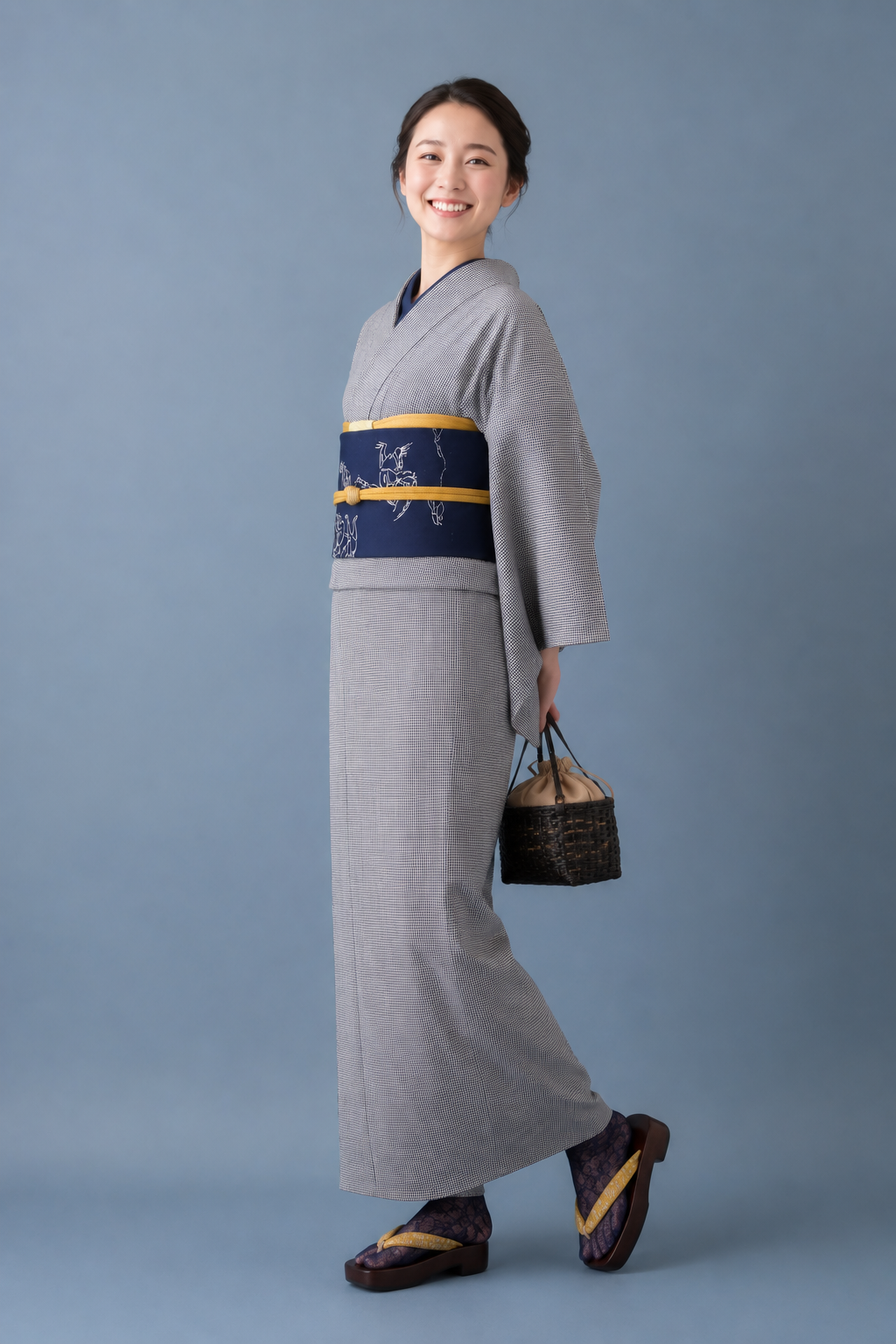 (SUI MEN) Soft wool yarn-dyed tweed kimono "Fully custom-made with single tailoring"