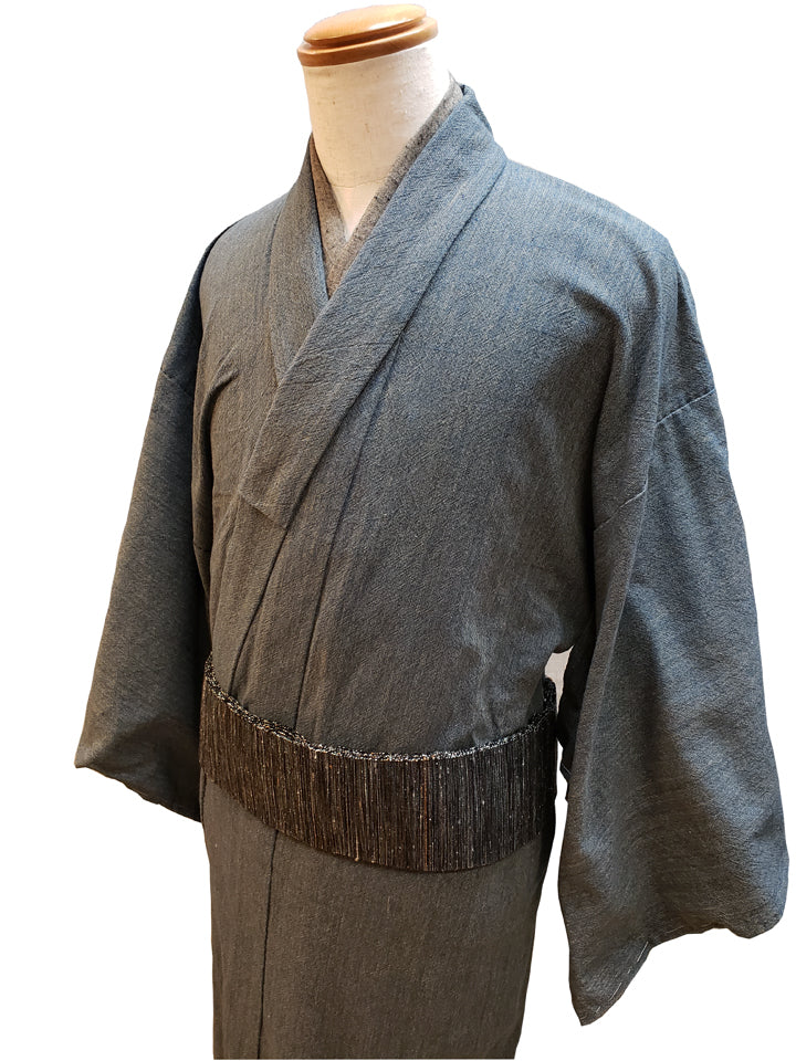 (SUI MEN) Yarn-dyed cotton kimono "Plain color pongee" single-layered 