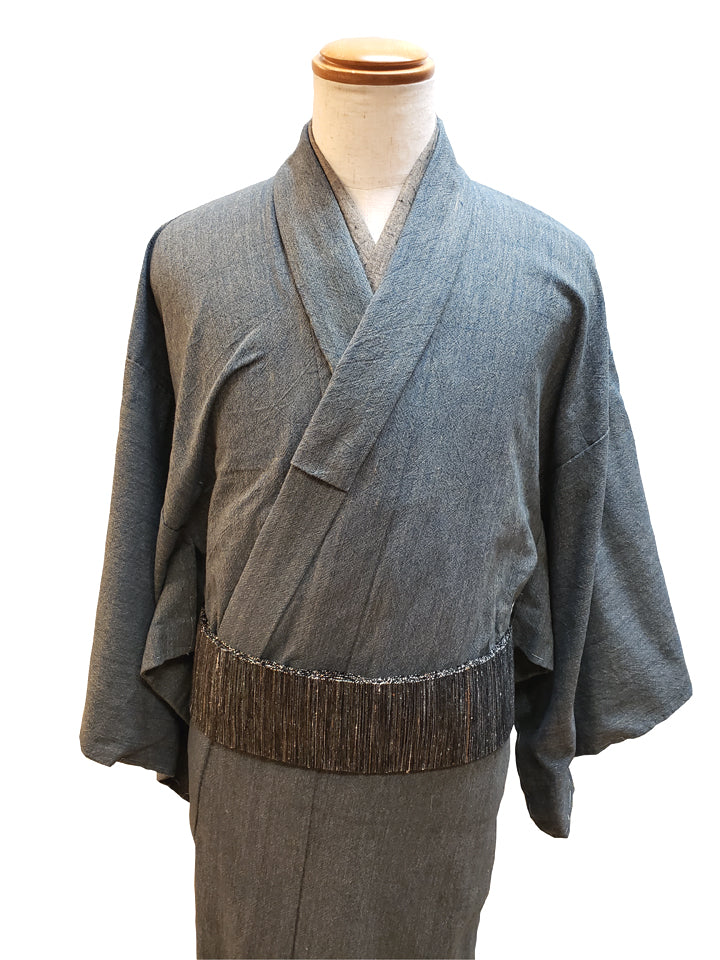 (SUI MEN) Yarn-dyed cotton kimono "Plain color pongee" single-layered 