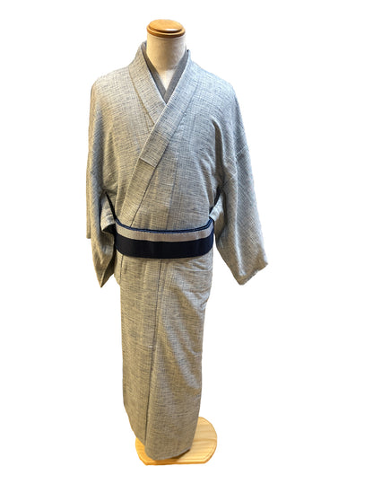 (SUI MEN/Pret-a-porter) Donsu-woven cotton kimono "Varied stripes and checkered pattern" Single-ply/Men's size L 