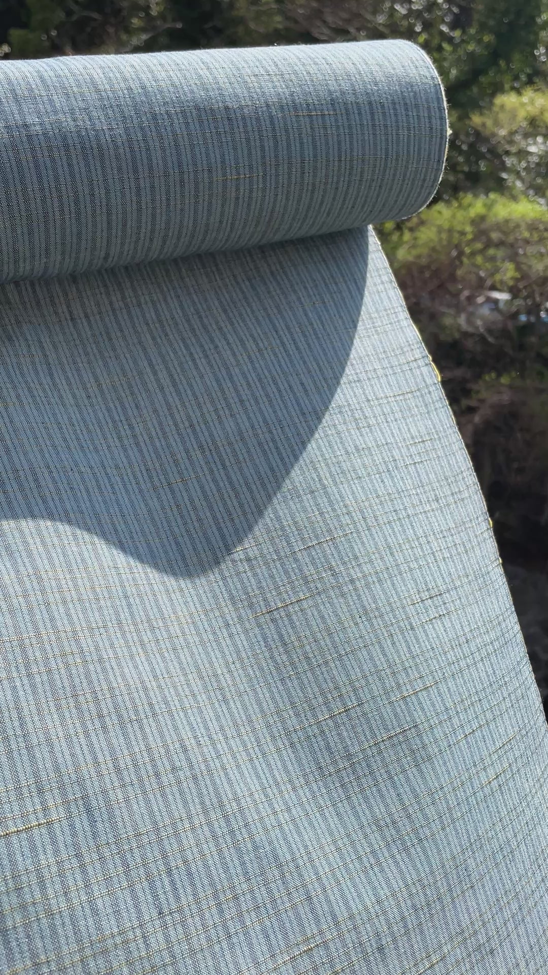 みちのく木綿「子持ち縞/Color:山藍摺Yama-aizuri」単衣仕立て