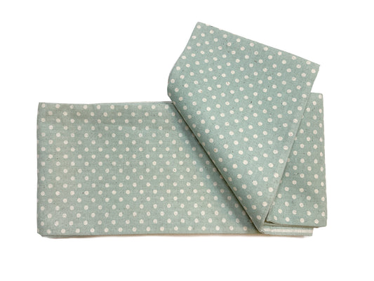 Cotton-linen double-sided narrow obi (polka dots and stripes) 