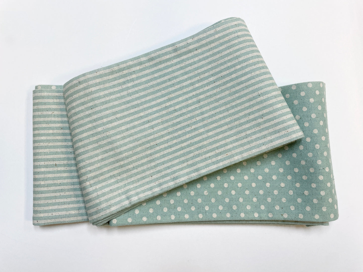 Cotton-linen double-sided narrow obi (polka dots and stripes) 